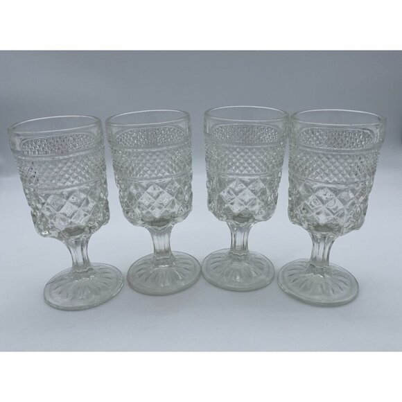 Anchor Hocking Wexford Pattern Water Goblet/Glasses Vintage 9 oz  Set of 4 - Picture 1 of 5